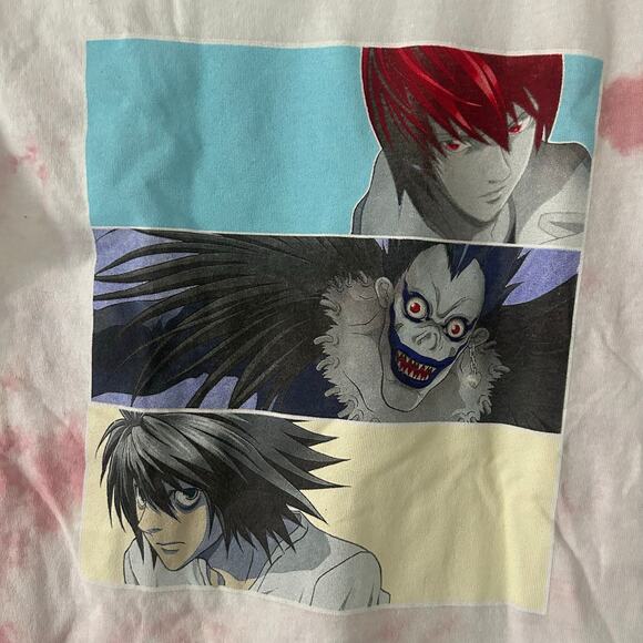 Death Note Panel Pink Tie Dye Cotton Graphic Anime Tee T-Shirt S Small NWOT - Picture 2 of 6